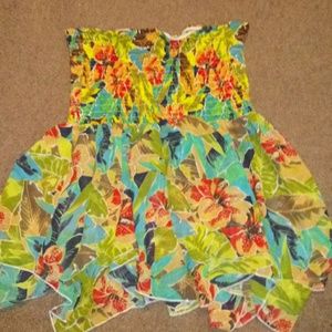 Tube top. Sway. Tropical looking shirt